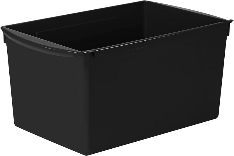 Storex Extra-Large Book Bin, Interlocking Plastic Organizer for Home, Office and Classroom, Black, 1-Pack (71130A06C) - Image 1
